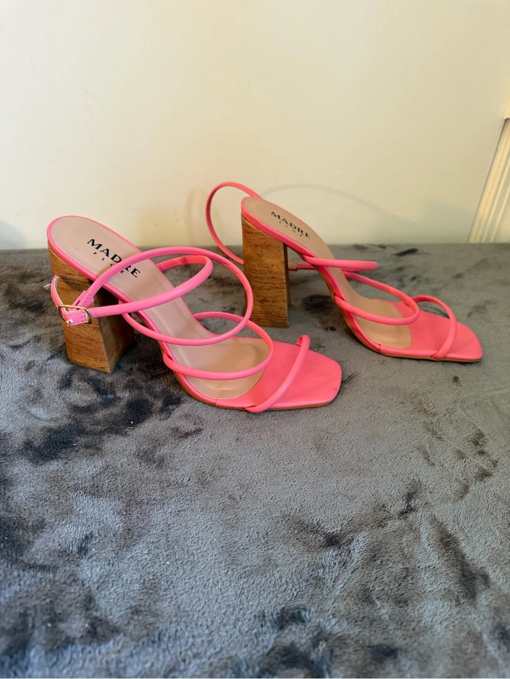 Hot Pink Strappy Block Heel Sandal